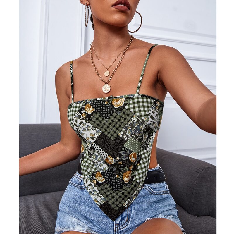 

Floral Scarf Print Tie Backless Bandana Top, Multicolor