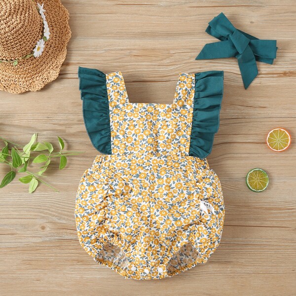 

Baby Girl Ditsy Floral Bodysuit & Headband, Yellow