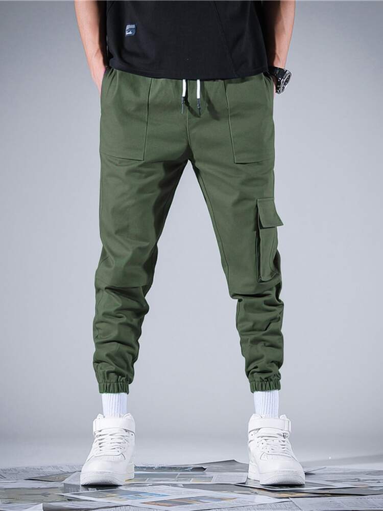 Manfinity Homme Quần Nam Túi màu trơn Đường phố - xanh quân đội - Xem 6