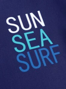 Tween Boy Leaf & Letter Graphic Swimsuit - Multicolor - View 5