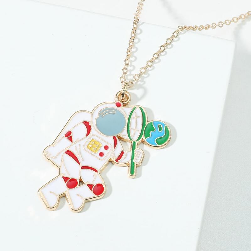 

Astronaut Charm Necklace, Multicolor