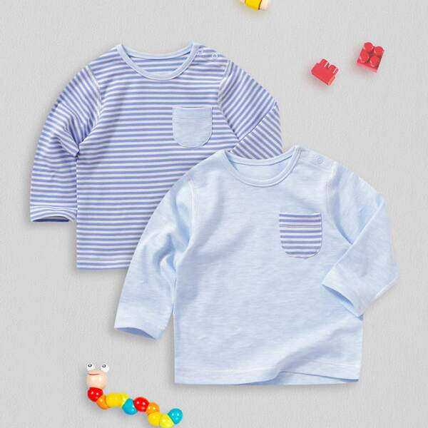 

Baby Boy 2pcs Stripe Tee, Blue