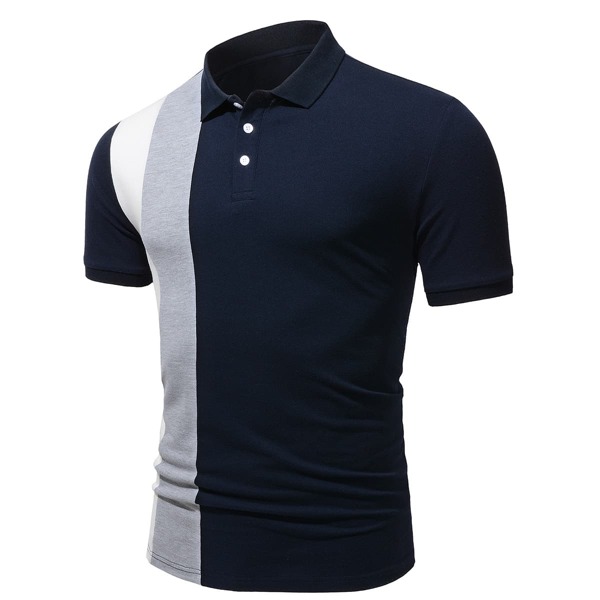 

Men Cut And Sew Polo Shirt, Multicolor