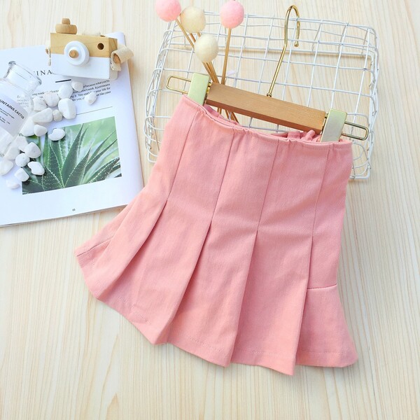 

Toddler Girls Solid Pleated Skirt, Baby pink