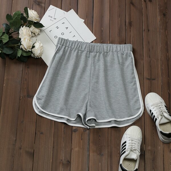 

Plus Contrast Binding Track Shorts, Grey