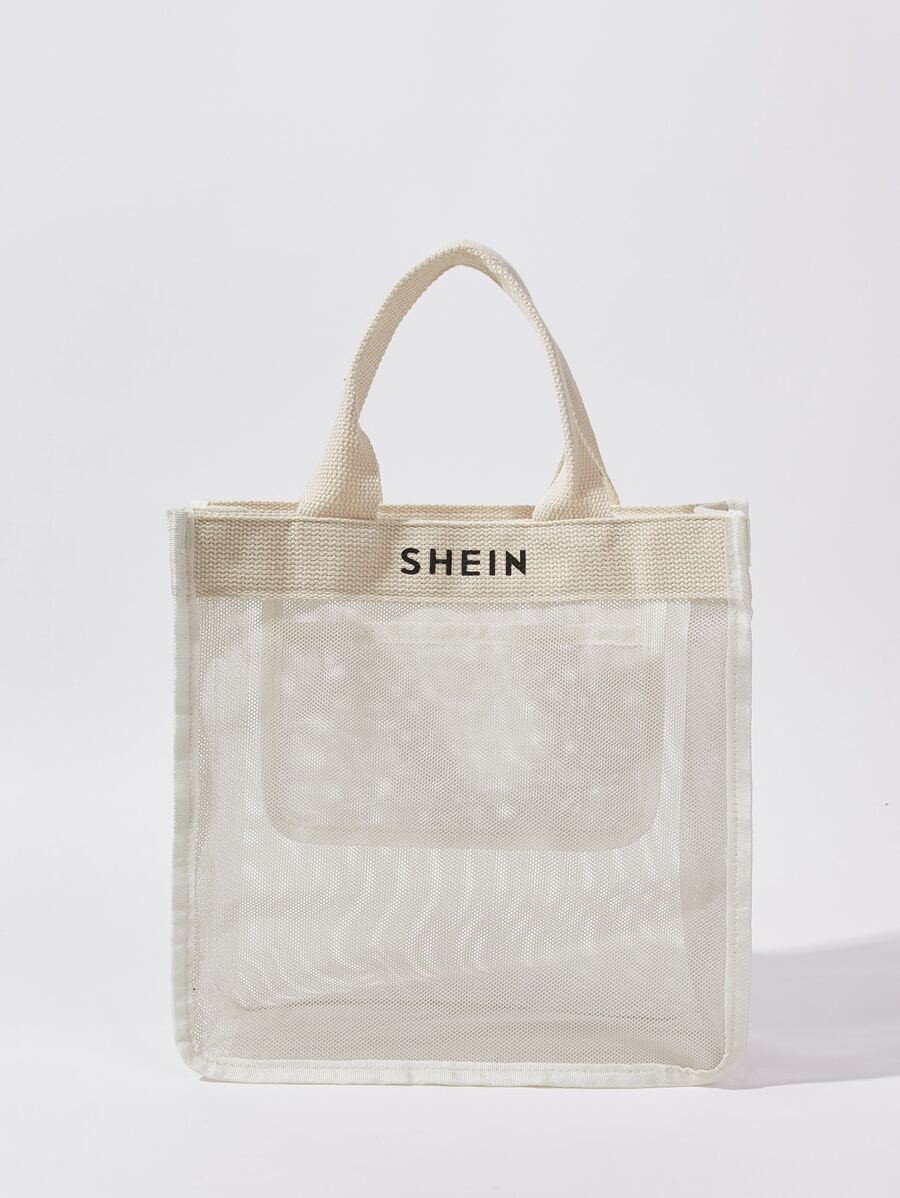 SHEIN Mesh Tote Bag - Beige - View 1