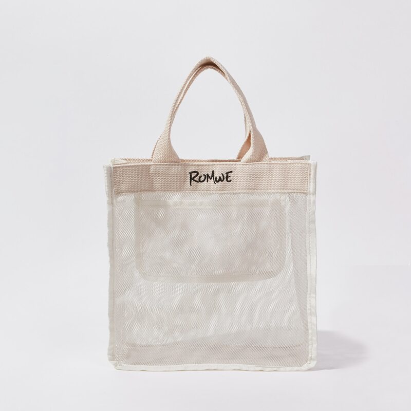 

ROMWE Mesh Tote Bag, Beige