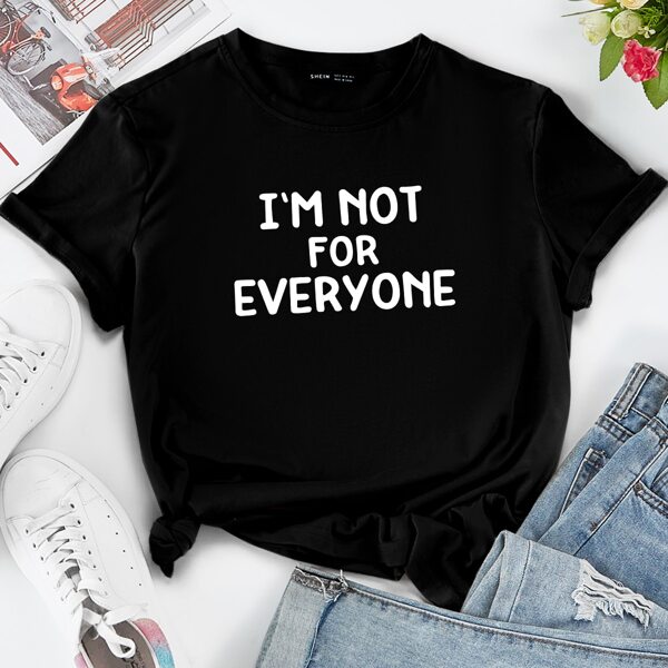 

Slogan Graphic Short Sleeve Tee, Black