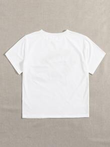 SHEIN Unity Letter Graphic Short Sleeve Tee - White - View 2
