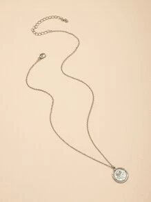 Rose Decor Charm Necklace - Silver - View 2