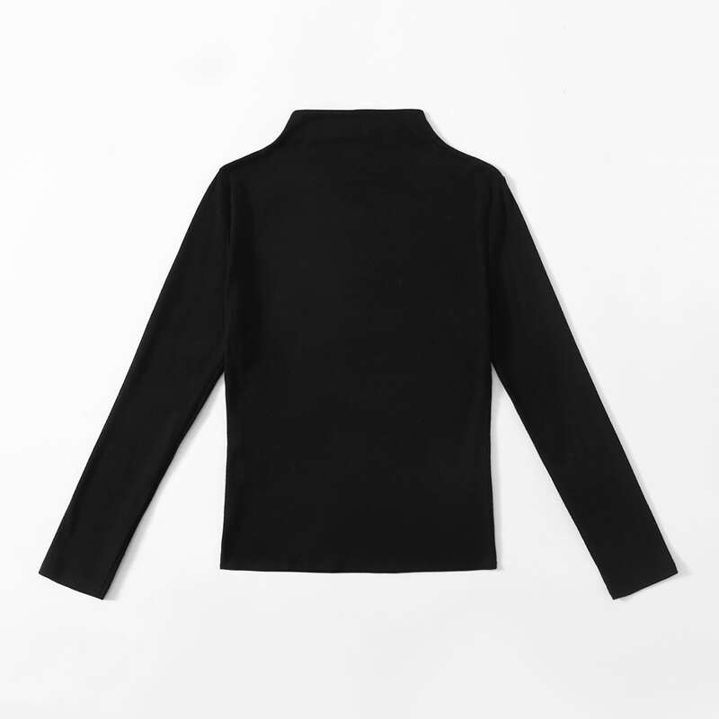 

Stand Collar Long Sleeve Tee, Black