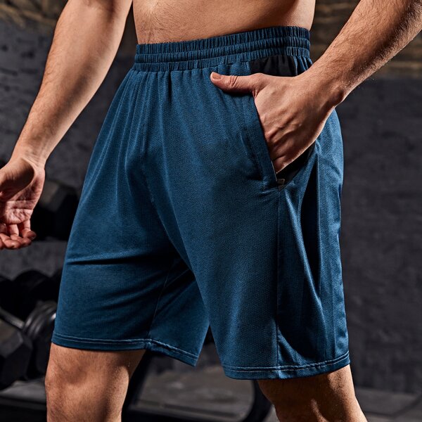 

Men Color Block Sports Shorts, Teal blue