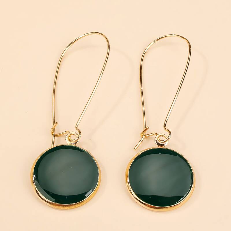 

Gemstone Hoop Earrings, Dark green