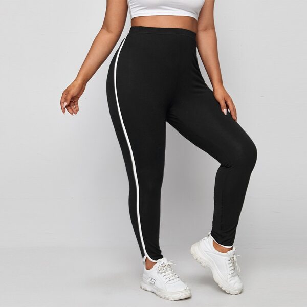 

Plus Contrast Binding Leggings, Black