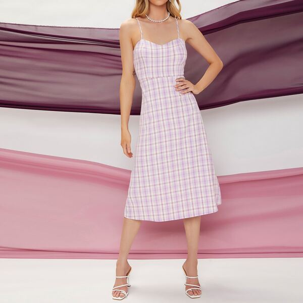 

Plaid Print Cami Dress, Multicolor