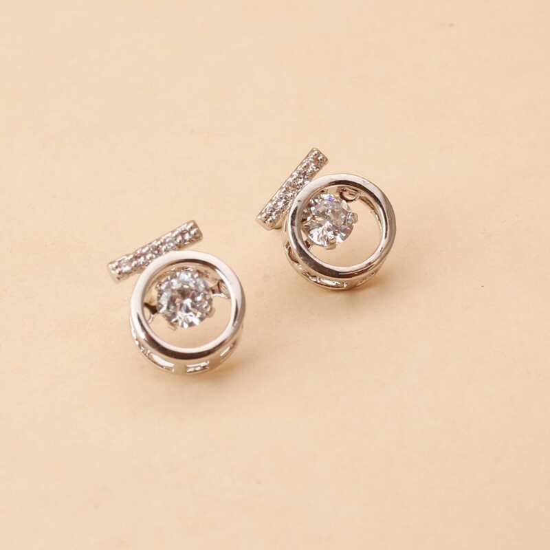 

Crystal Circle Stud Earrings, Silver