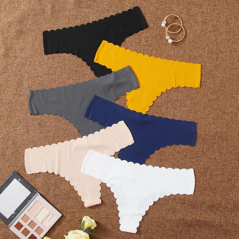 

6pack Scalloped Trim Panty Set, Multicolor