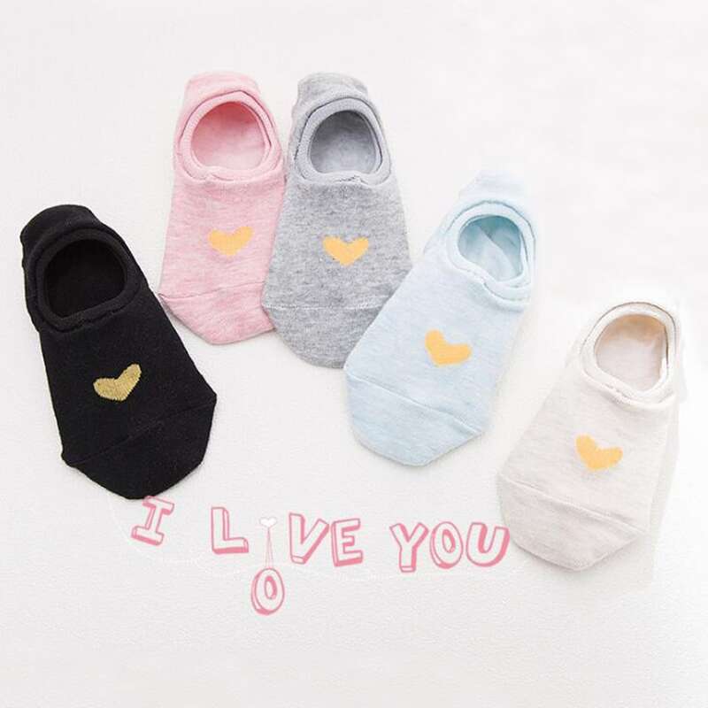 

5pairs Heart Invisible Socks, Multicolor