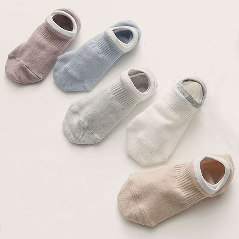 

5pairs Solid Invisible Socks, Multicolor
