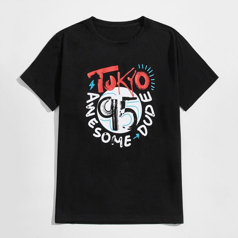 

Guys Letter Graphic Tee, Black