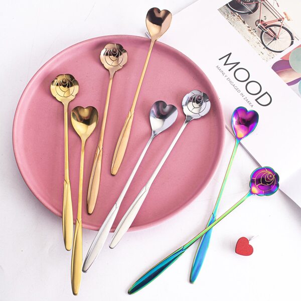 

2pcs Flower & Heart Random Color Spoon Set, Multicolor