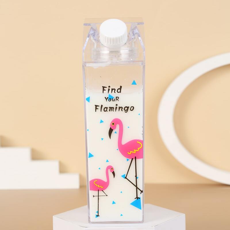 

Flamingo Print Water Bottle, Clear