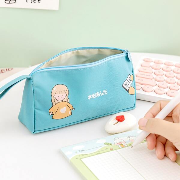 

1pc Cartoon Graphic Random Pencil Case, Multicolor