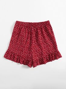 SHEIN VCAY Quần short Trọn gói Tim Boho - Màu Đỏ Sâu - Xem 2