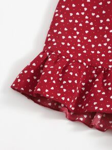 SHEIN VCAY Quần short Trọn gói Tim Boho - Màu Đỏ Sâu - Xem 3