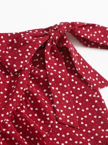 SHEIN VCAY Quần short Trọn gói Tim Boho - Màu Đỏ Sâu - Xem 5