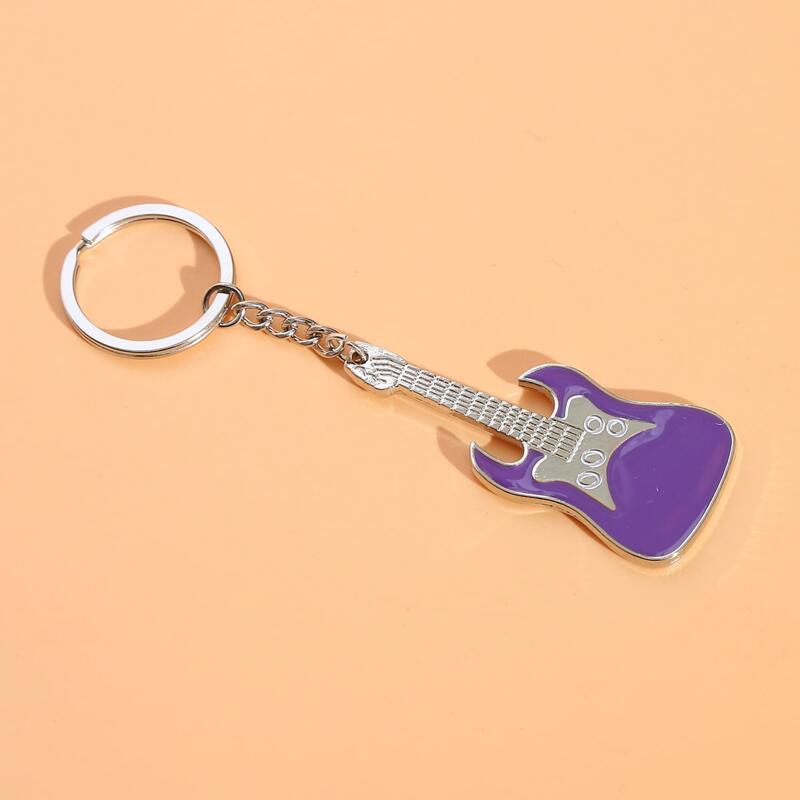 

1pc Guitar Keychain, Purple