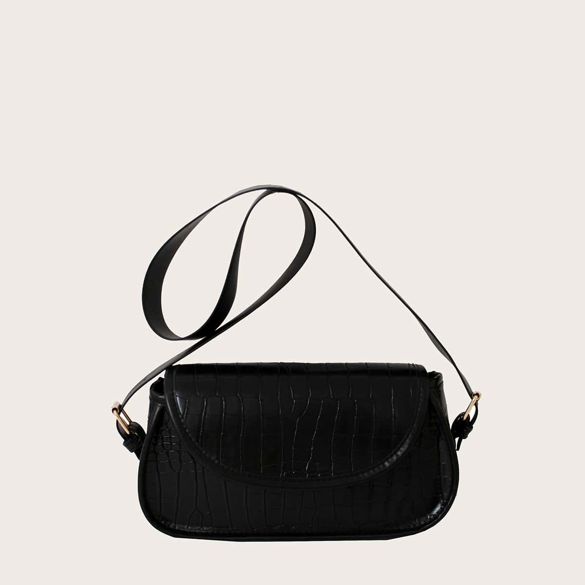 

Croc Embossed Crossbody Bag, Black