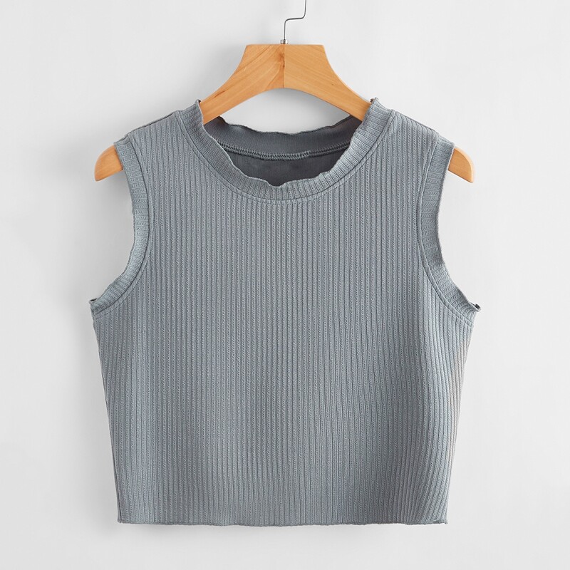 

Ribbed Crop Tank Top, Grey