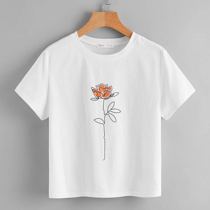 

Floral Print Tee, White