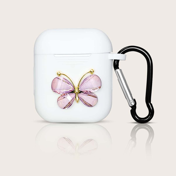 

Чехол для Airpods с бабочкой, Белый