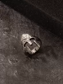 Aleación de anillo vintage creativa de moda y popular para hombres para regalo de joyería y para una apariencia elegante - Plata antigua - Ver 1