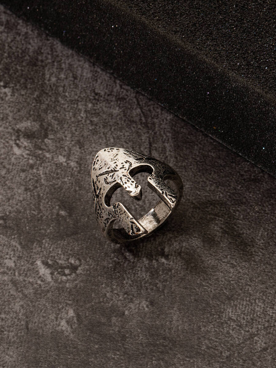 Aleación de anillo vintage creativa de moda y popular para hombres para regalo de joyería y para una apariencia elegante - Plata antigua - Ver 1