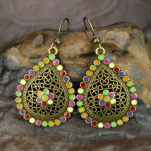 

Bohemian Waterdrop Drop Earrings, Multicolor