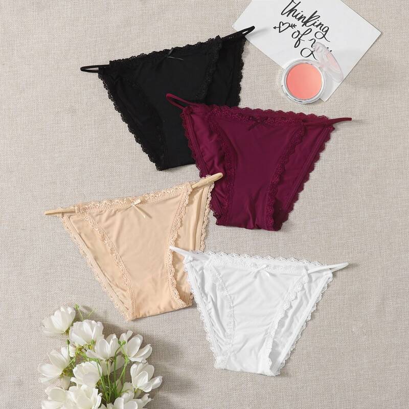 

4pack Lace Trim Panty Set, Multicolor