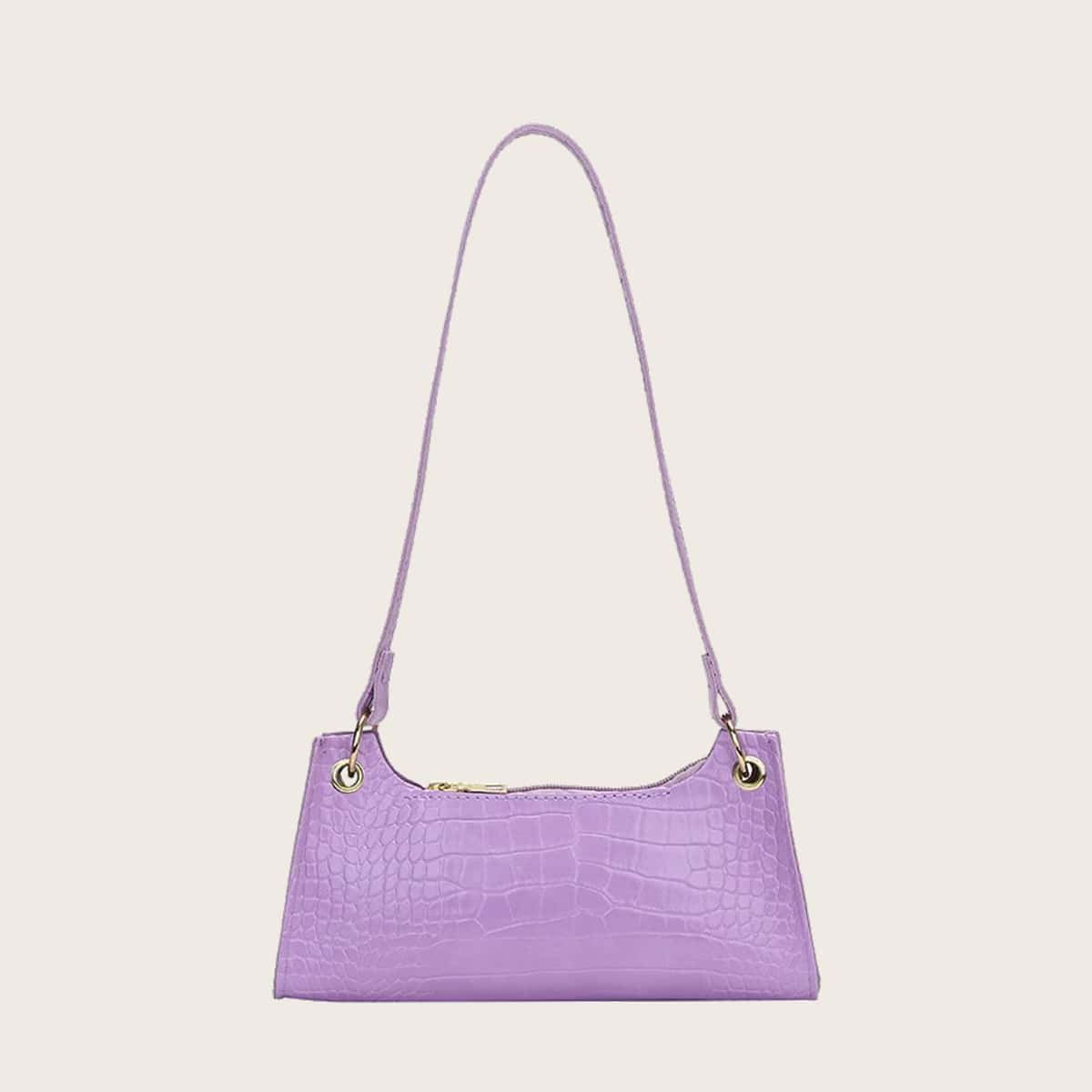 

Croc Embossed Crossbody Bag, Lilac purple