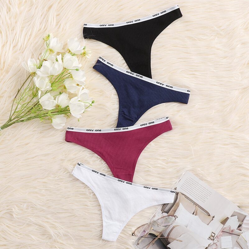 

4pack Letter Tape Panty Set, Multicolor