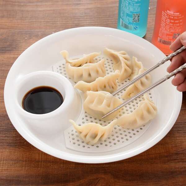 

1pc Double Layer Dumpling Plate, White