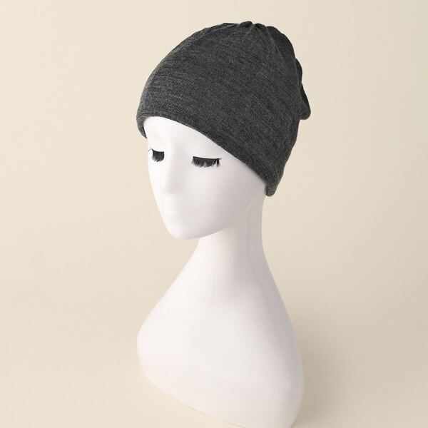 

Solid Knit Beanie, Dark grey