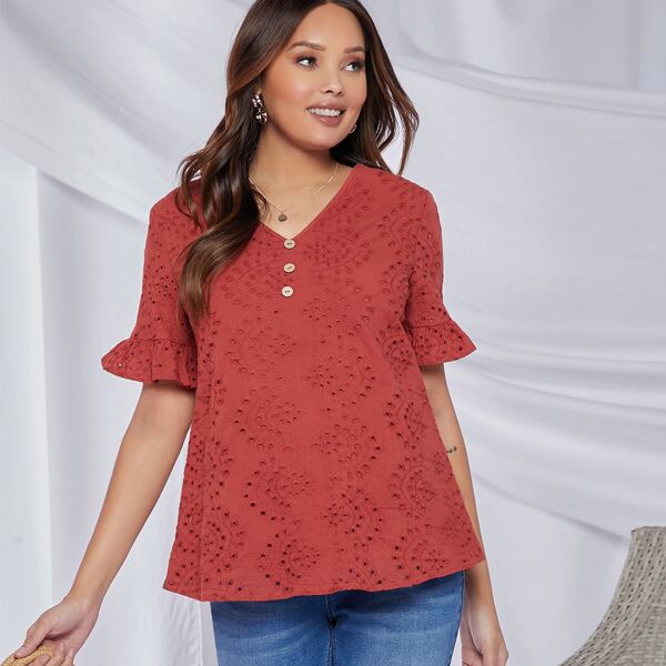 

Maternity Flounce Sleeve Schiffy Top, Burgundy