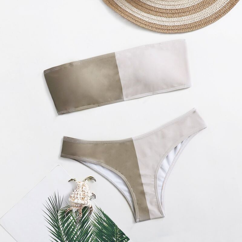 

Colorblock Bandeau Bikini Swimsuit, Multicolor