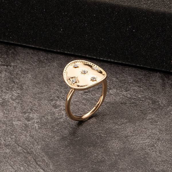 

Men Rhinestone Detail Ring, Gold