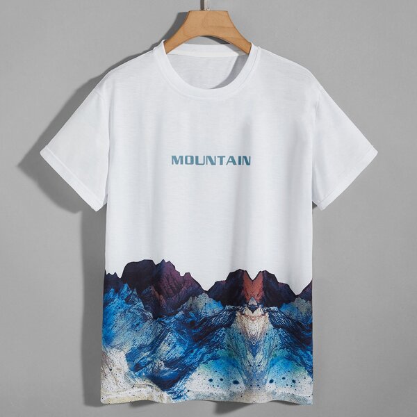 

Men Letter And Graphic Print Tee, White