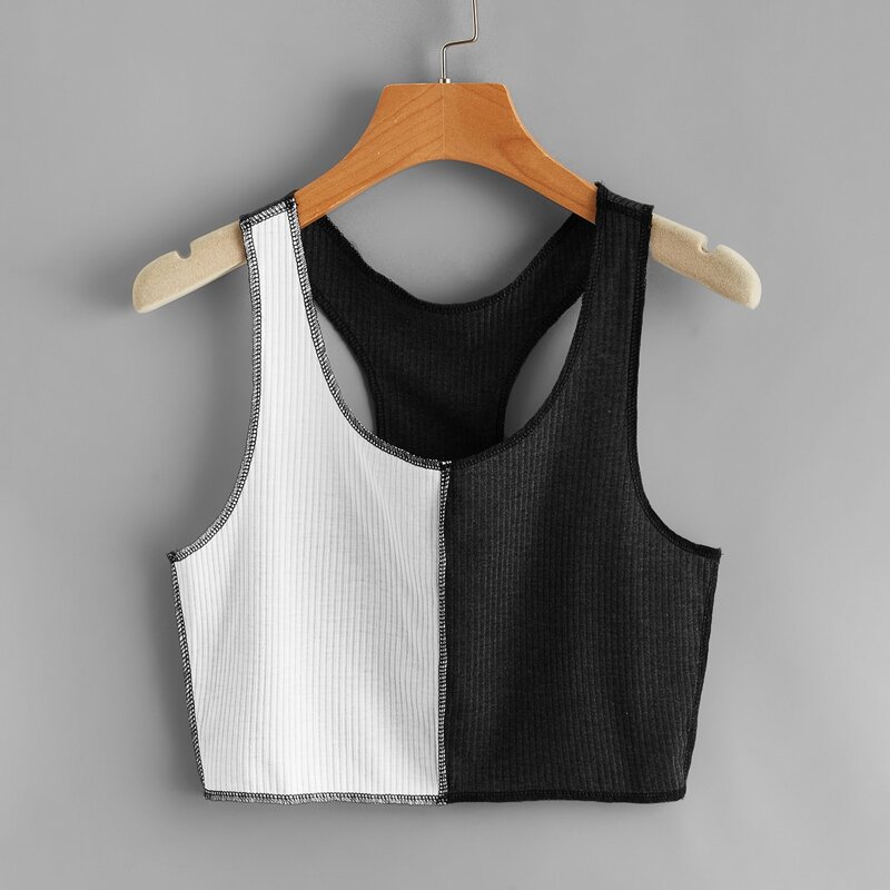 

Contrast Stitching Spliced Tank Top, Multicolor