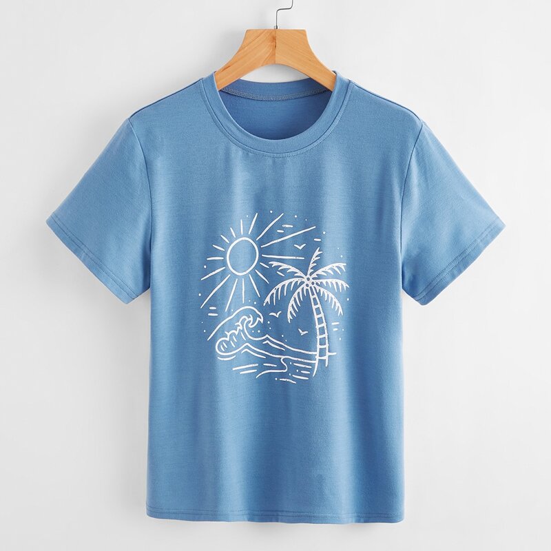 

Tropical Pattern Tee, Blue