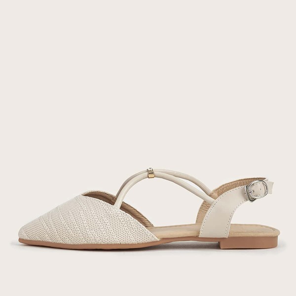 

Point Toe Knit Slingback Flats, Beige
